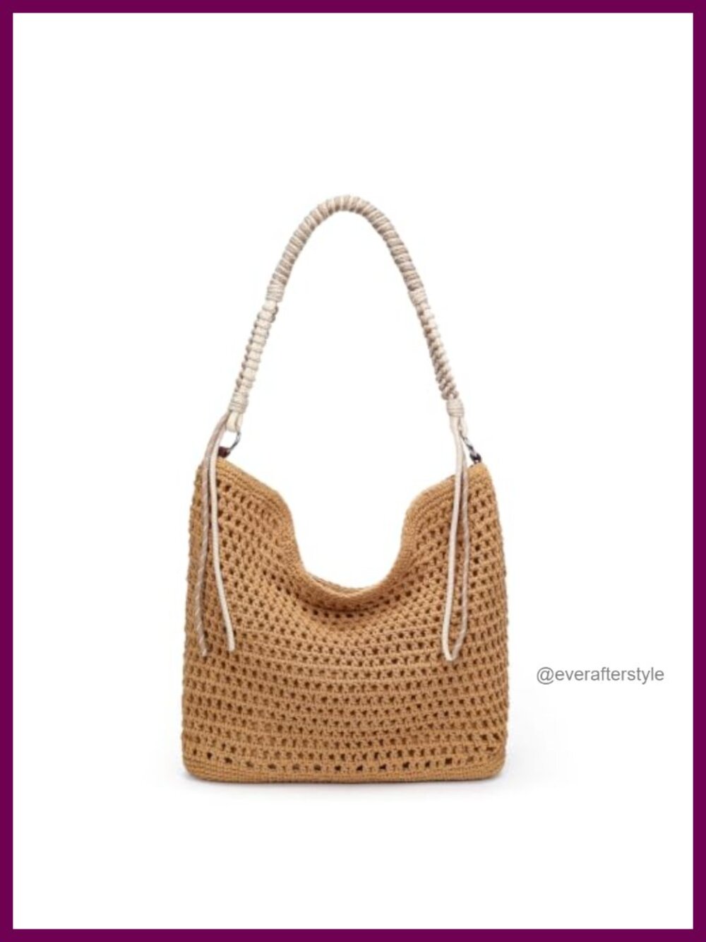 Crochet Hobo Shoulder Bag Cotton Boho Beach Tote Zipper Purse